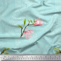Soimoi Velvet Tkanina Životinjska koža, lišće i ružičasti cvijet od tiskani šivaći tkaninski dvorište