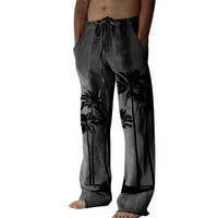 Muška modna casual malog ispisa pamučna i tiskana džepa čipkaste pantalone velike veličine hlače