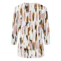 Ljetni ušteda! Tofotl ljetni vrhovi za žene modne tiskane rukave košulje okruglo vrat casual vrhovi Brown XL