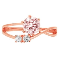 0,96ct okrugli rez ružičasti simulirani dijamant 18k 18K ruža Gold Gold Angažovanje kamena prstena veličine