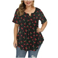 Ženski grafički print ljetni vrhovi kratkih rukava kratkih majica plus veličina udobna mekana modna