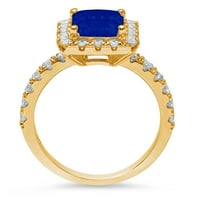 3,84ct smaragdni rez simulirani plavi safir 18k žuti zlatni godišnjica Angažovanje halo prstena veličine