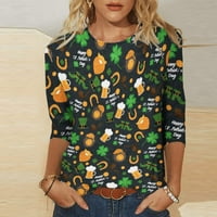 Ženska majica s St.Patrickom modna djetelina ispisana labava majica srednje bluze okrugli vrat casual