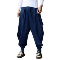 Kiplyki Clearance Mens Lagane hlače Čvrsto boje pamučne velike harem hlače široke pantalone za noge