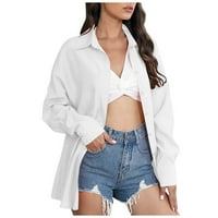 Tkinga modne ženske kapuljače proljeće i jesen labav vanjska jakna za sunčanje bijela XL