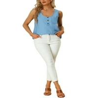Allegra K ženska lagana čvrsta bluza labavi fit na vrhu tunika bez rukava