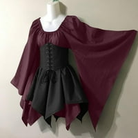 Fairy haljina Gothic Retro dugih rukava korzet haljina s dugim rukavima okrugla vrat srednje telesne