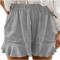 JJayotai Ženske hlače odobrenje moći ženske plus veličina Ležerni elastični džep za struk labave čvrste kratke hlače Povrat sive