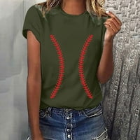 Jsaierl bejzbol majica za žene uzorak kratkih rukava majica casual crew vrat ljeto top dney dan bejzbol