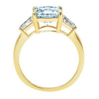 3CT Asscher Cut plavi simulirani dijamant 18k žuti zlatni graviranje izjava godišnjica Angažman vjenčanja