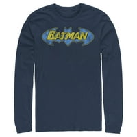Muški logotip Batman Retro krila majica dugih rukava Mornarica Plava Velika