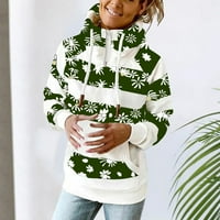 Gotyou Proljetni vrhovi Ženski džemper sa kapuljačom, šareni ležerni print majica s dugim rukavima Green XXL