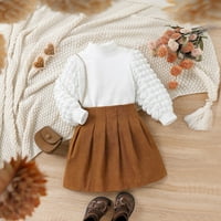 Dječje djece Dječje odijelo Zimske dugih rukava rebraste vrhove suknje Modni setovi veličine 6-7y