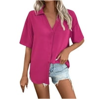 Ljetna dukserica za žene Pulover Slatke grafičke vrhove bluza majica V-izrez s kratkim rukavima s kratkim