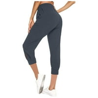 Hlače za žene labave fit solid color nacrtač visoki struk sedam bodova hlače za noge lagane ljetne prostemne