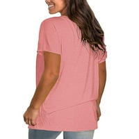 Fartey Ženske majice kratkih rukava plus veličina pune boje labavi fit bluze casual ljetne pograde kratkih