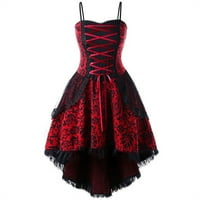 Haljine gotičke haljine Vintage čipka up haljina renesansna haljina za žene haljine crveno-x-velike