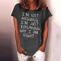 Levmjia Womens Plus size Majica vrhova Cleance Ljeto Ženska majica Funny Pismo Ispisani kratki rukav