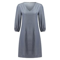 Wefuesd Ženska moda Žene V izrez Trokrevetna rukav elastična mini haljina, čvrsta boja modna haljina