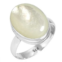 Sterling srebrni prsten za žene - djevojke bijele prave majke biserne dragulje Srebrni prsten april