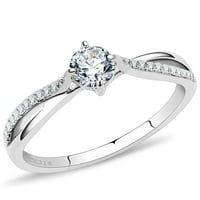 Ženski nehrđajući čelik visoki polirani CZ Clear 1.47 zaručnički prsten
