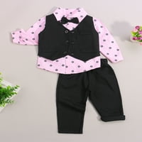 Amiliee 9m-5y Toddler Boys Formalno postavljeno Jednosmjerno prsluče + majica s dugim rukavima + odijelo Hlače Gentleman odijelo