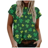 Ženska casual moda Dan St. Patrickov dan Ispiši majicu kratkih rukava, Army Green, XXL