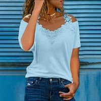 Daqianske košulje za žene Modni ženski ljetni V-izrez Ležerne prilike čipke Patchwork Solian Caims Bluza