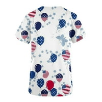 Žene Ljetna casual košulja Američka SAD Zastava Ispis Short rukava Slobodna uniforma TOP STY STY STEPT
