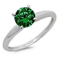 1. CT sjajan okrugli rez simulirani smaragd 14k bijeli zlatni solitaire prsten sz 9