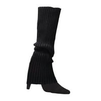 Anvazise Par Jesen Zimske sportove Žene Djevojke Rebraste noge Topli su pletene čarape za zabavu crna
