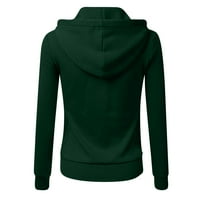 Ne propustite da se na prodaju na prodaju ženska modna jesen i zimski zip sa solidnim jaknom kaputa sa kaputom sa kaputama zelena XXL