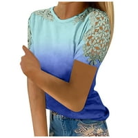 Ženski bluze s kratkim rukavima casual bluza Čvrsta žena TEE CREW vrat ljetni vrhovi plavi s