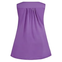 Rejlun Women Mini haljina Dugme Sundress Solid Bohemian Loose Swing Comfy Holiday A-Line Purple 2xl