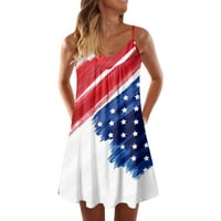 Dan nezavisnosti za ženska Amerikanka iz jula tiskana Boho sundress za ženske ležerne ljetne haljine