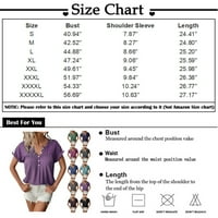 Ženske vrhove bluza Žene kratki rukav modni grafički otisci T-majice Henley Ljetni tunik Tee Sivi XL
