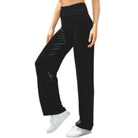 Riforla ženske hlače Žene Ležerne prilike jednostavne modne boje visoke struke široke noge Početna Hlače Žene Ležerne hlače Crne S