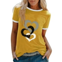 Olyvenn smanjuje majice za valentinovo za žene za žene Ljubite srce Print kratkih rukava Crew Crct Loot
