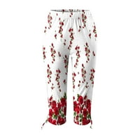 Žene Capri Yoga gamaše Ležerne prilike ljeti visokih rezanih rezanih pantalona u komfiziranju Slim Fit
