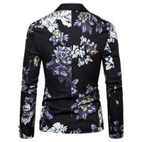 Muška jakna od kožetka Slim Fit tiskana jedno dugme cvjetno casual cvjetno tiskovina dugih rukava Blazer