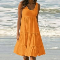 Ženska haljina za špagete ženska modna ljeta ljeta Solidna boja bez rukava na plaži haljina za plažu
