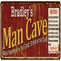Bradley's Man Cave pravila Crveni metalni znak Poklon 108240004375