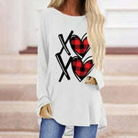 Tklpehg Dame Valentines Dan vrha Modni ženski vrhovi Lagana udobna bluza Crewneck Grafičke majice Heart