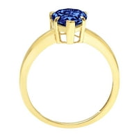 1.5ct kruška rez plavi simulirani tanzanite 14K žuto zlato graviranje godišnjice Angažovanje vjenčanog