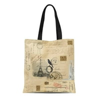 Platno torba ptica Pariz Crow Globe francuski Eiffelov toranj raven vintage za ponovnu upotrebu torbica