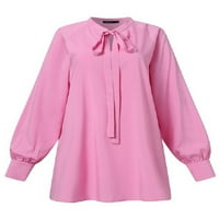 Capreze ženske majice od pune boje obične čipke up tee loungewewwer vrhovi V izrez pulover svijetli ružičasti xl