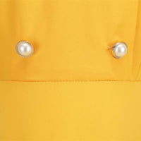 Ženska sukobljavanje modne vitke s dvostrukim dvostrukom grudima V-izrezom, žuto, xxl