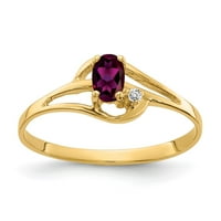 Čvrsta 14k žuto zlato 5x ovalni rodolit granat januar crveni dragulj dijamantskih prstena