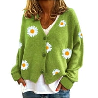 Ljetna ušteda, axxd jesen casual labavi ispisani džemper s dugim rukavima, prevelirani kardigani za žene čišćenje zelene veličine 6