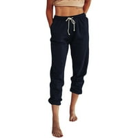 Ernkv ženske ženske žuljeve hlače za čišćenje čvrste udobne pantalone Retro odjeća ljetna elastična
